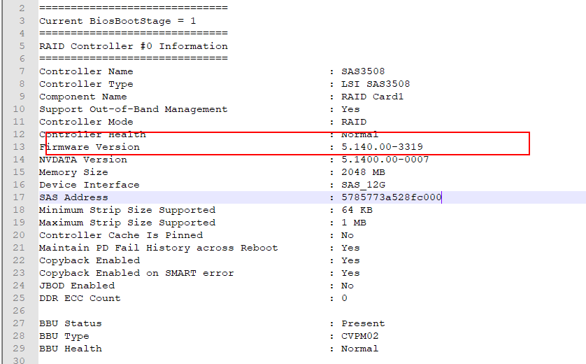 RAID卡自检界面提示F/W is in Fault State